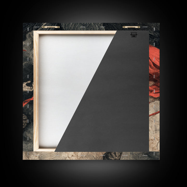 The Coffin Key, Gothic Nightmare Art, Square Wall Art, Dark Fantasy Wall Art, Framed Canvas Print, Halloween Wall Art