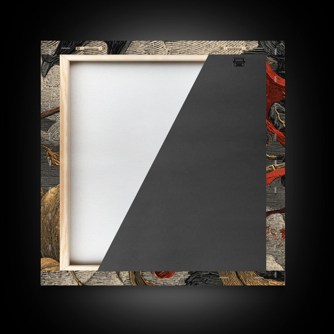 The Coffin Key, Macabre Folk Print Art, Square Wall Art, Dark Fantasy Wall Art, Framed Canvas Print, Halloween Wall Art