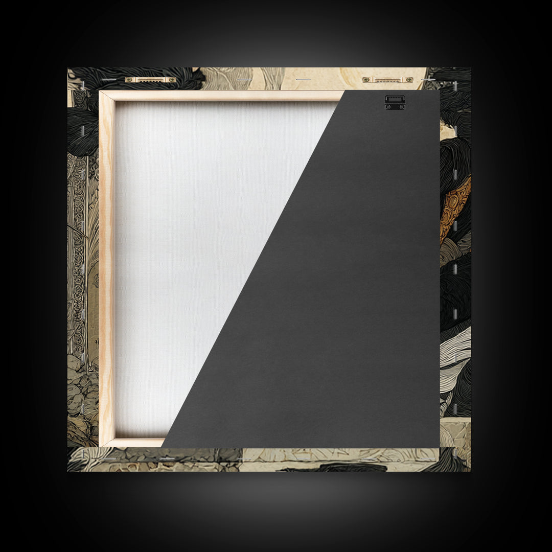 The Raven-Feather Quill, Symbolist Death Art, Square Wall Art, Gothic Horror Wall Art, Canvas Print, Halloween Wall Art
