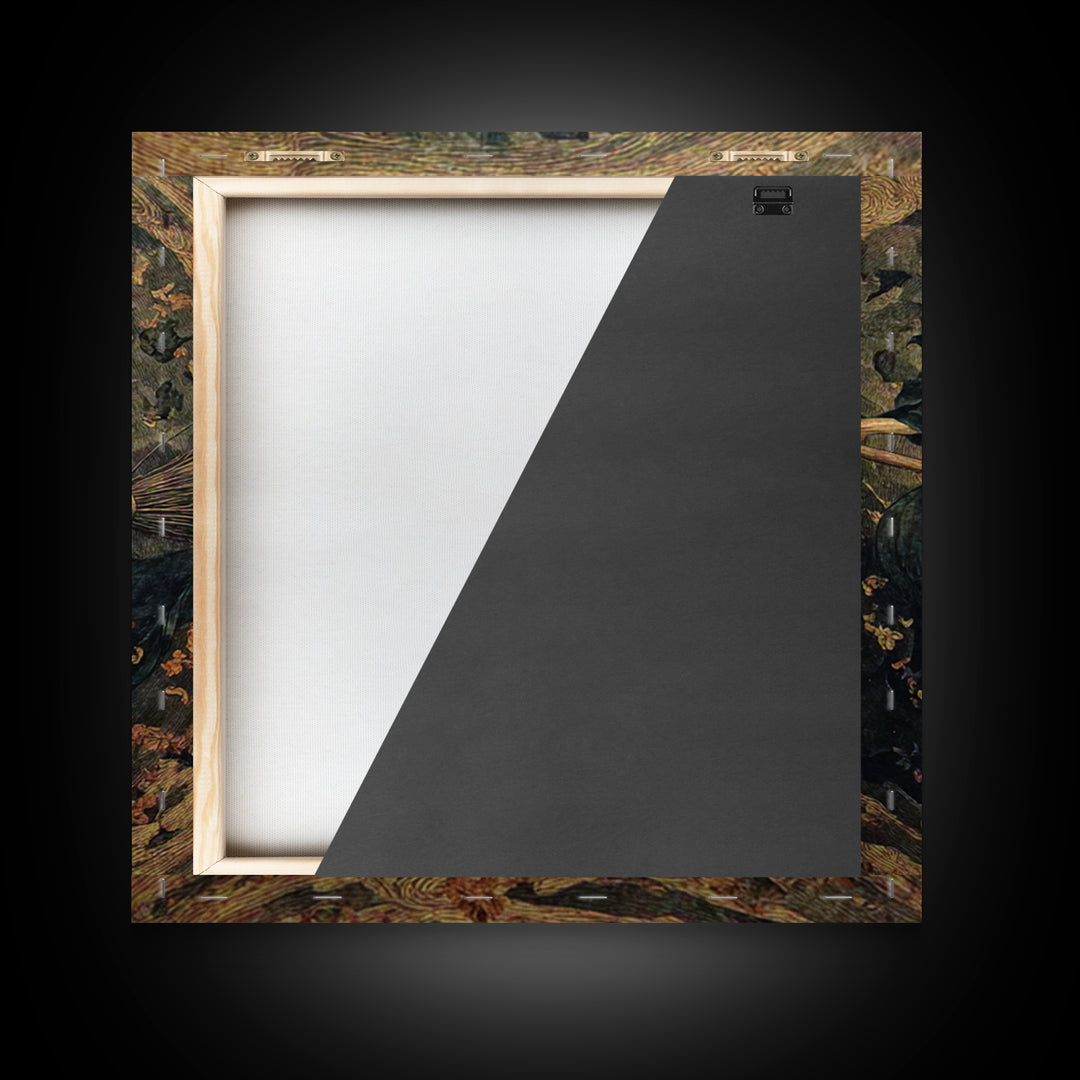 The Witch'S Broom, Dark Symbolist Art, Square Wall Art, Dark Fantasy Wall Art, Framed Canvas Print, Halloween Wall Art