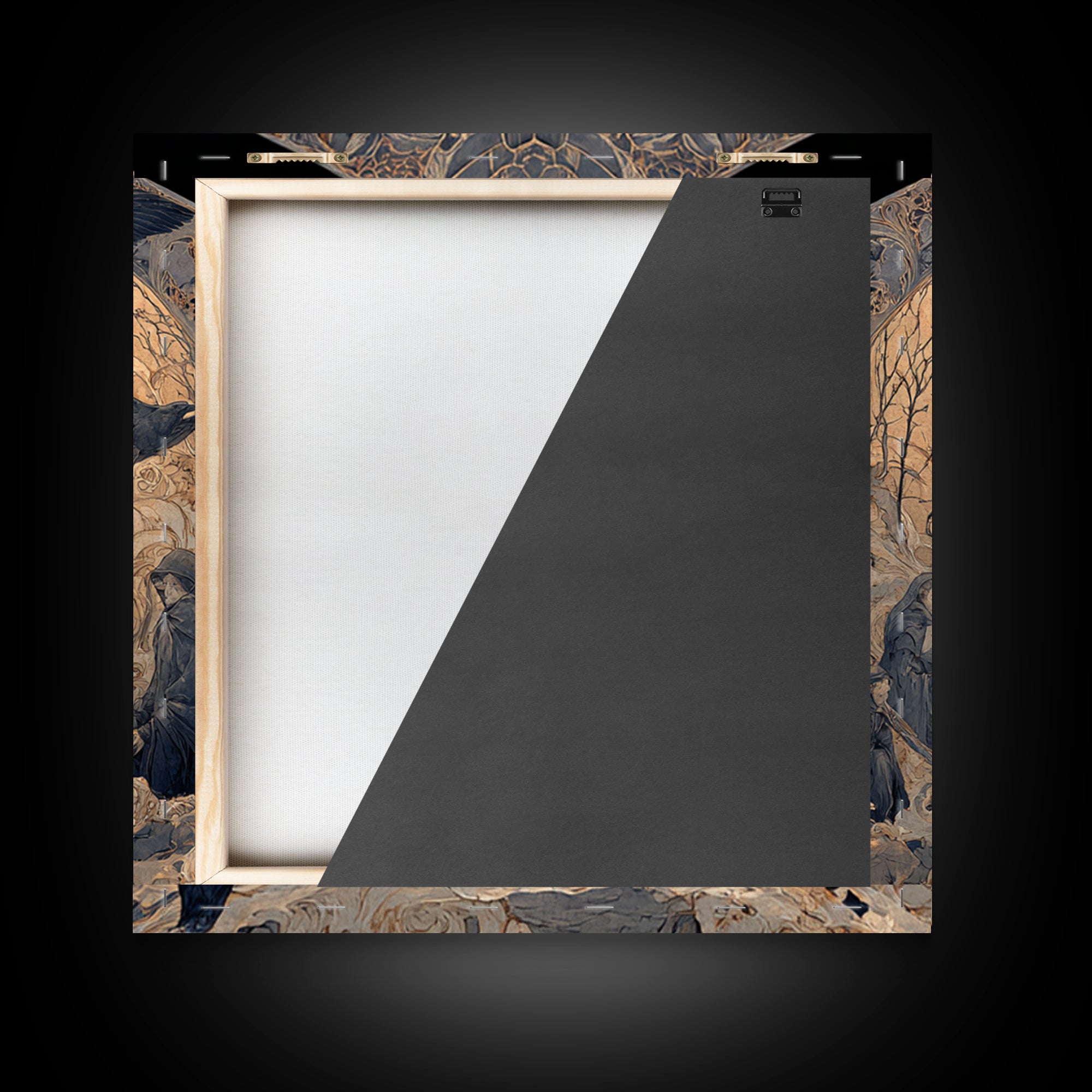 The Bone-Handled Lantern, Symbolist Death Art, Square Wall Art, Dark Halloween Decor, Framed Canvas Print, Halloween Wall Art