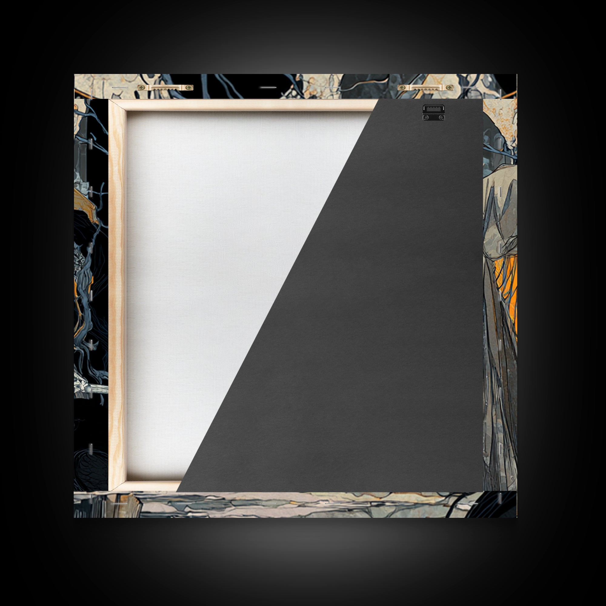 The Bone-Handled Lantern, Stained Glass Gothic Art, Square Wall Art, Gothic Horror Wall Art, Framed Canvas Print, Halloween Wall Art