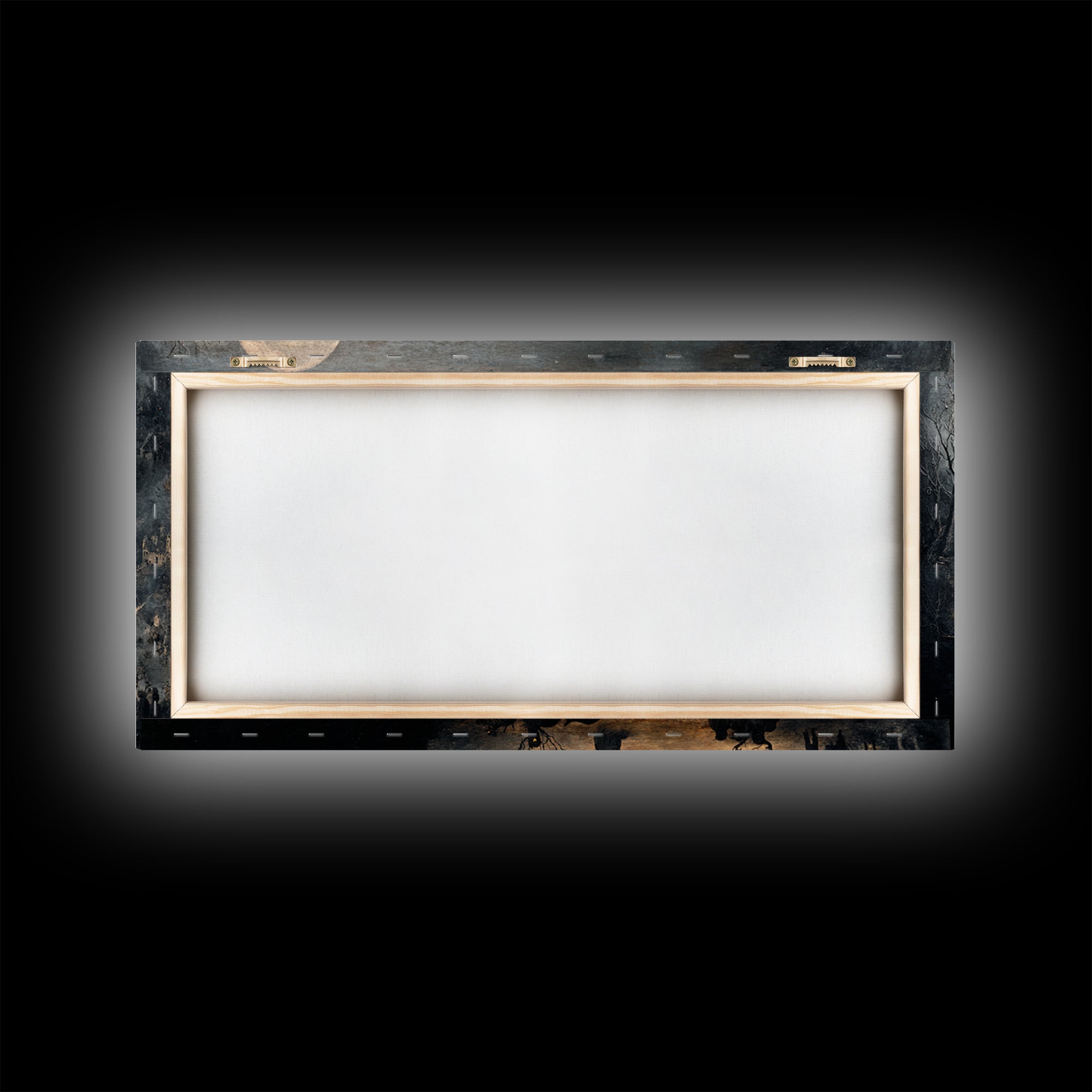 The Moonstone Amulet, Northern Renaissance Horror, Wide Panoramic Art, Dark Halloween Decor, Framed Canvas Print