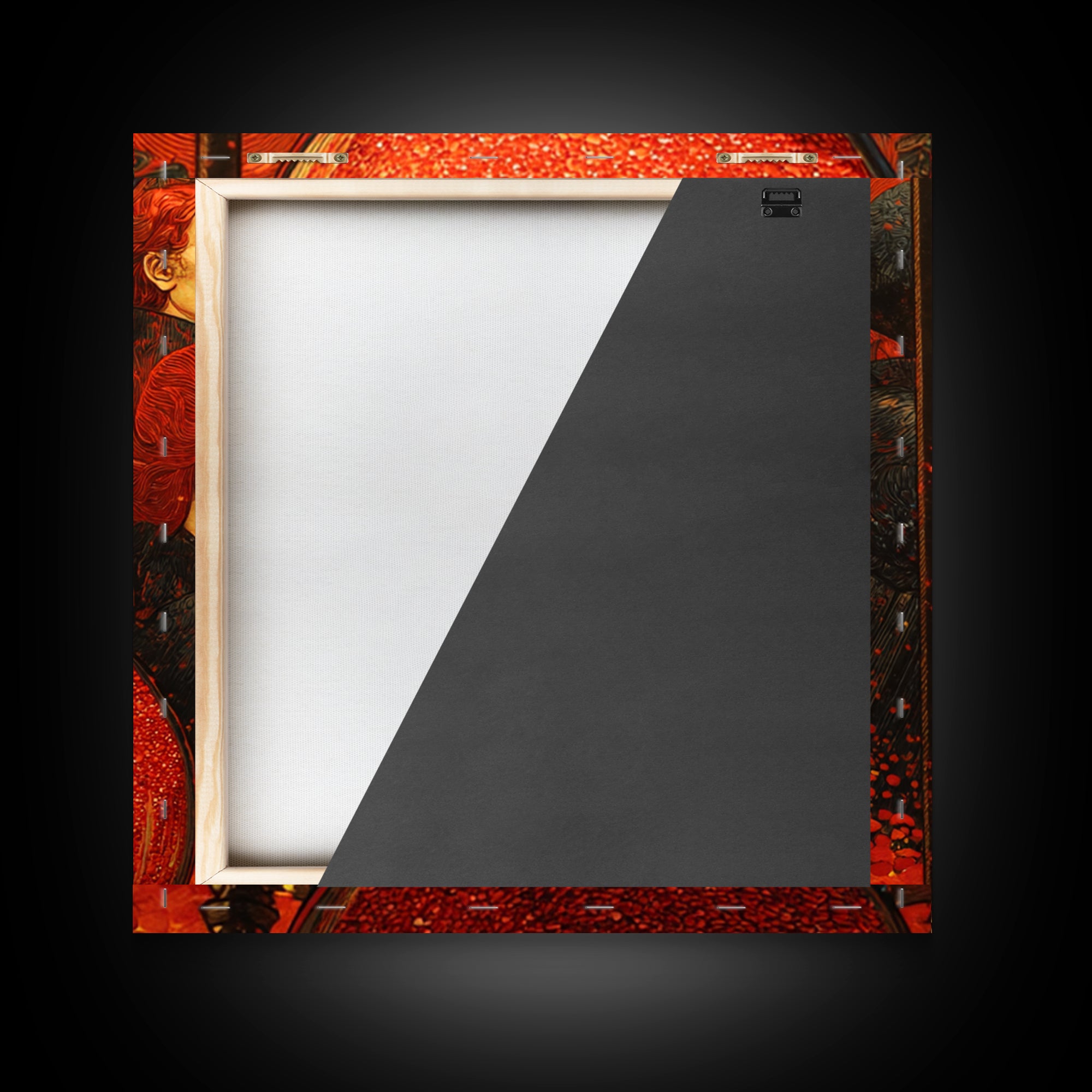The Crimson Hourglass, Stained Glass Gothic Art, Square Wall Art, Dark Halloween Decor, Framed Canvas Print, Halloween Wall Art
