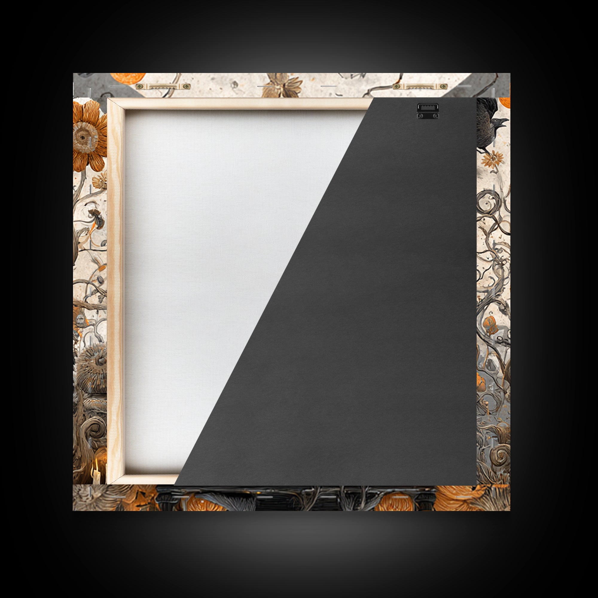 The Jack-O'-Lantern Throne, Symbolist Dream Art, Square Wall Art, Dark Fantasy Wall Art, Framed Canvas Print, Halloween Wall Art