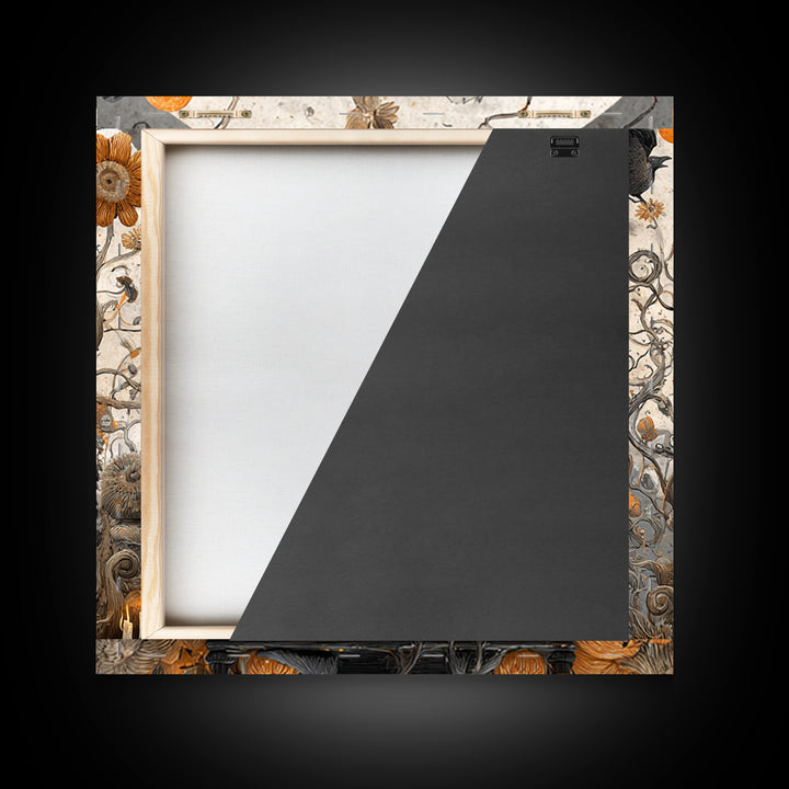 The Jack-O'-Lantern Throne, Symbolist Dream Art, Square Wall Art, Dark Fantasy Wall Art, Framed Canvas Print, Halloween Wall Art