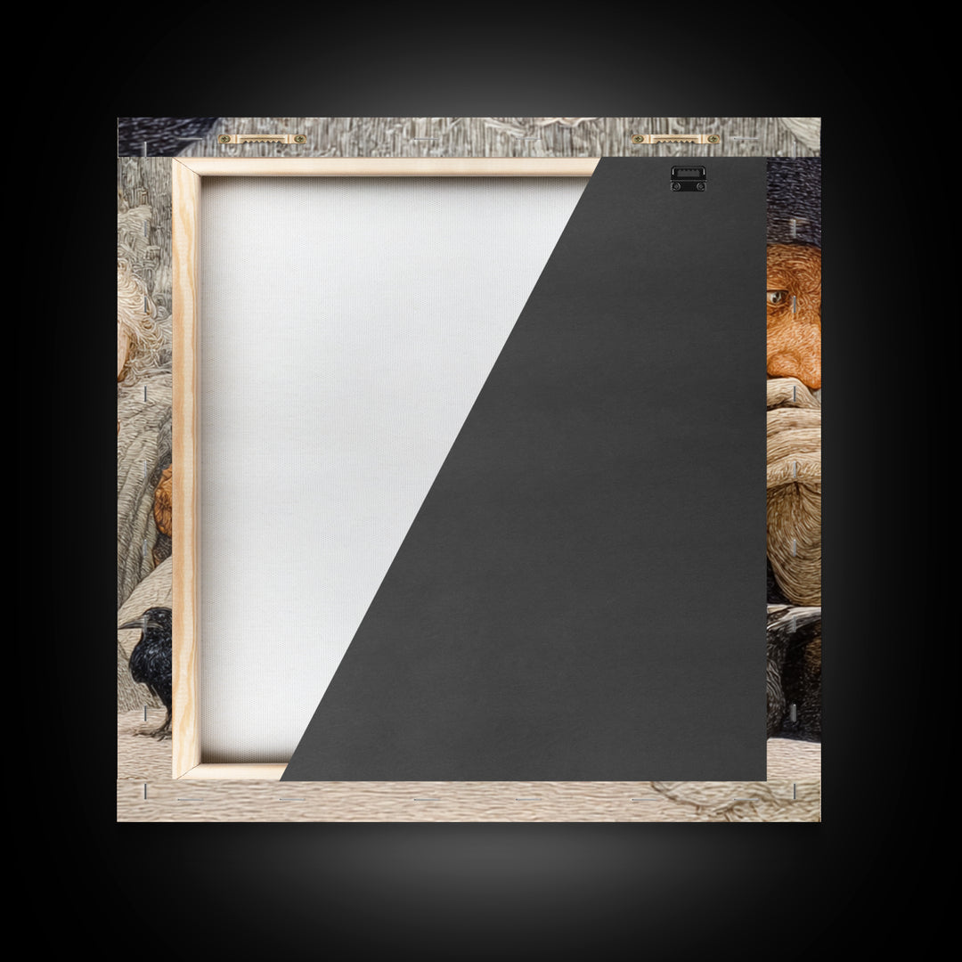 The Haunted Portrait, Symbolist Death Art, Square Wall Art, Gothic Horror Wall Art, Framed Canvas Print, Halloween Wall Art