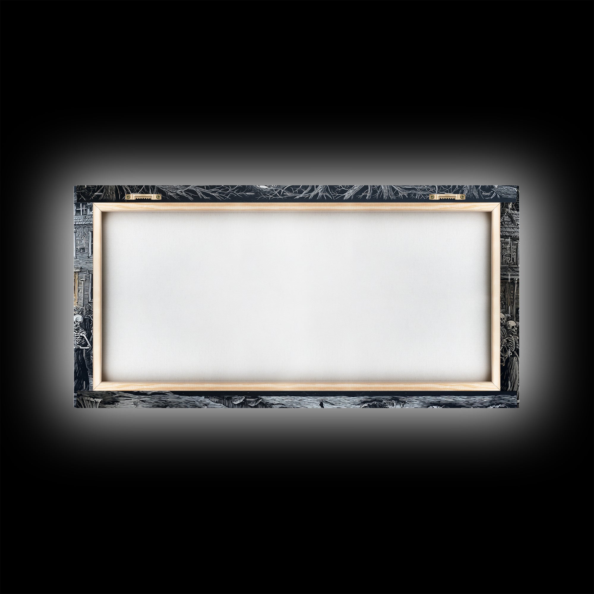 Medieval Danse Macabre, Victorian Macabre Art, Wide Panoramic Art, Gothic Horror Wall Art, Framed Canvas Print, Halloween Wall Art