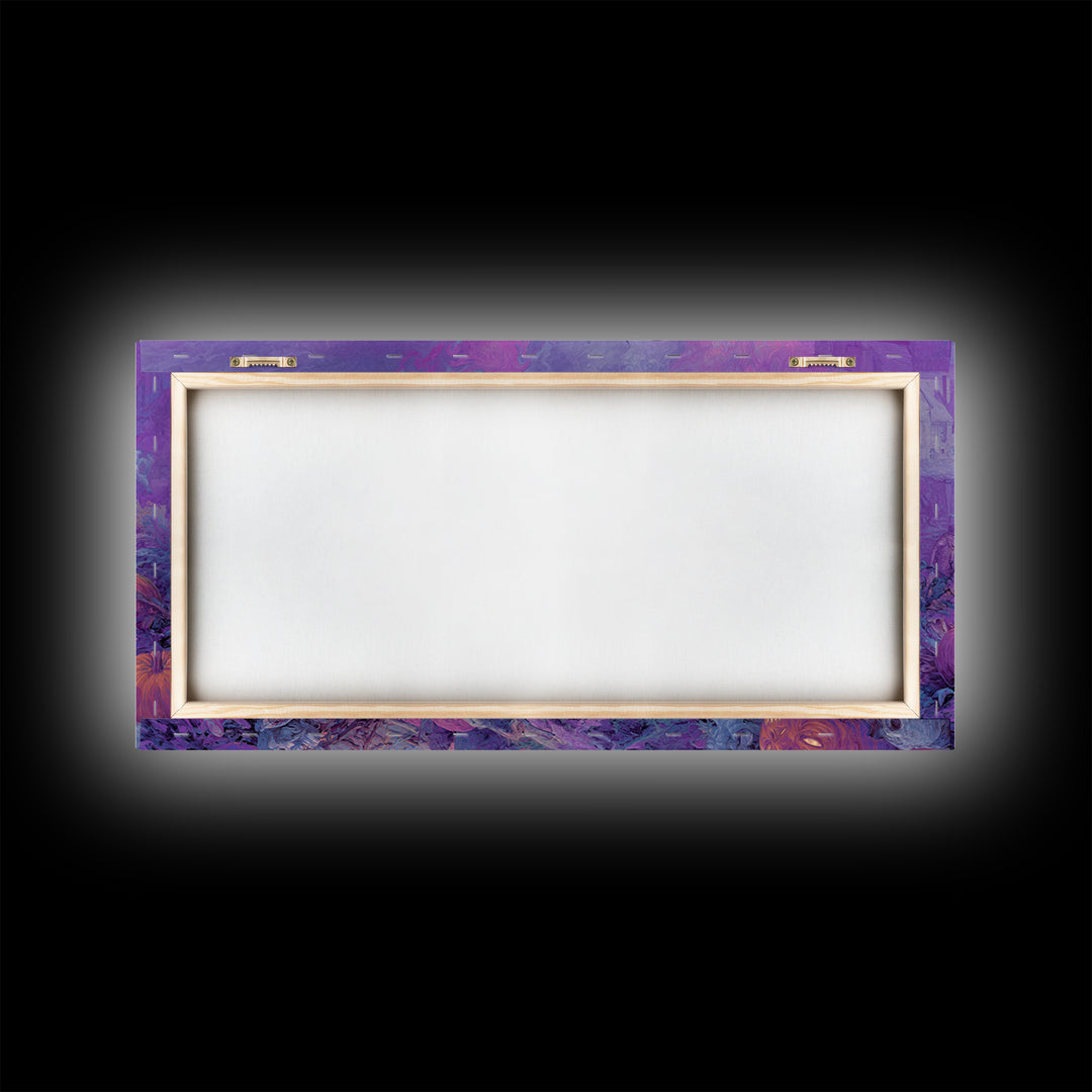 1980s Neon Horror, Northern Renaissance Horror, Wide Panoramic Art, Dark Fantasy Wall Art, Framed Canvas Print, Halloween Wall Art