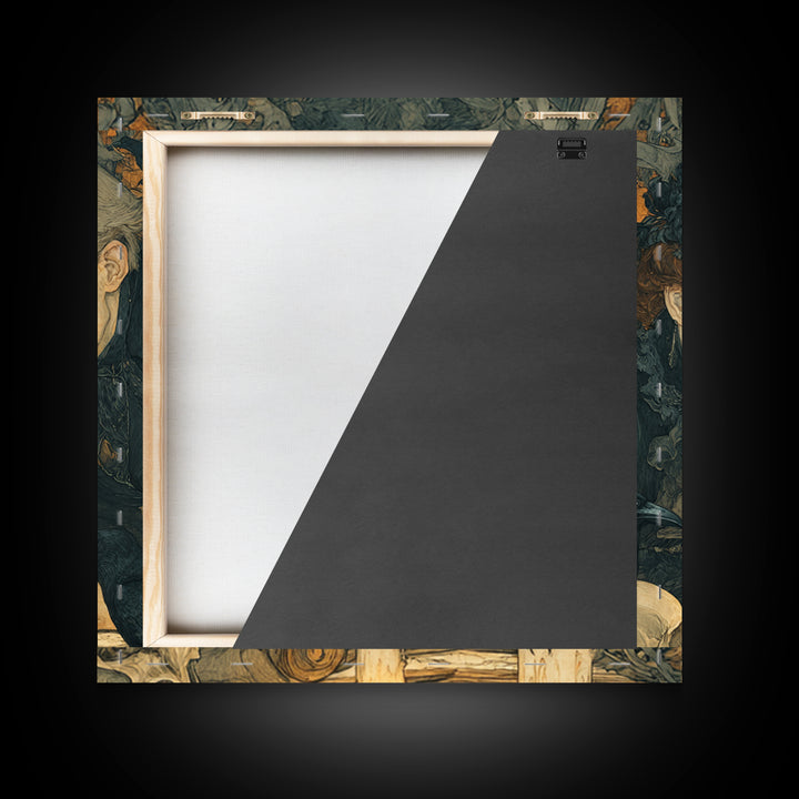 Dark Academia Halloween, Symbolist Death Art, Square Wall Art, Macabre Wall Art, Framed Canvas Print, Halloween Wall Art