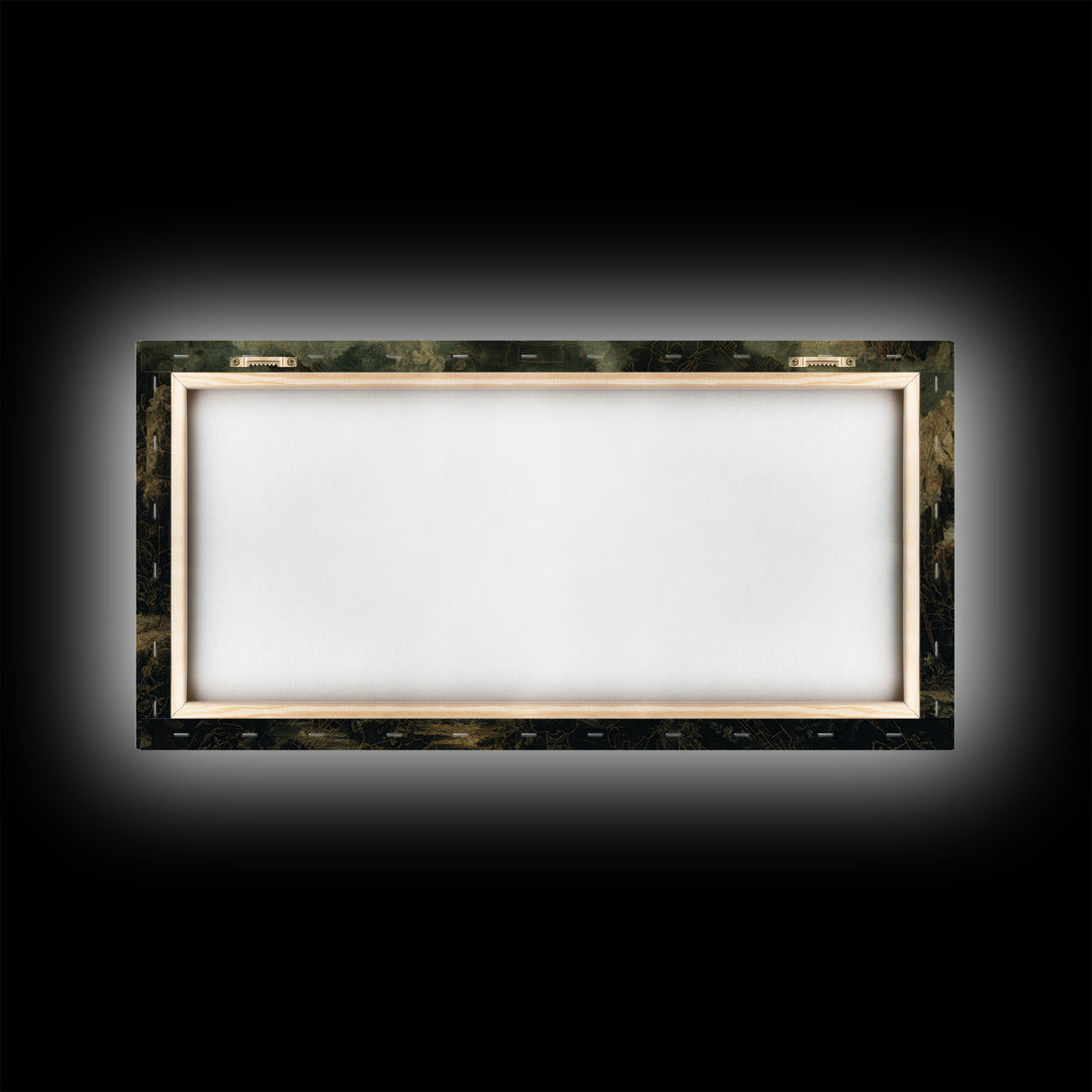 Celestial Witchcraft, Baroque Witchcraft Art, Wide Panoramic Art, Dark Halloween Decor, Framed Canvas Print, Halloween Wall Art