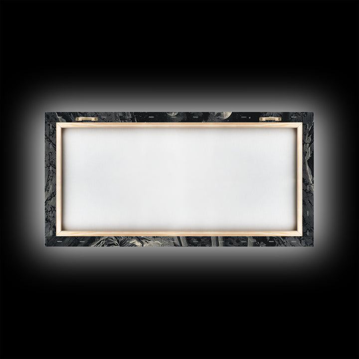 Celestial Witchcraft, Architectural Etching Art, Wide Panoramic Art, Gothic Horror Wall Art, Framed Canvas Print