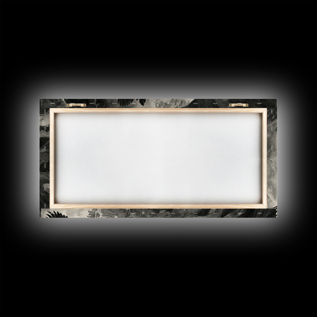 Celestial Witchcraft, Symbolist Dream Art, Wide Panoramic Art, Dark Fantasy Wall Art, Framed Canvas Print, Halloween Wall Art