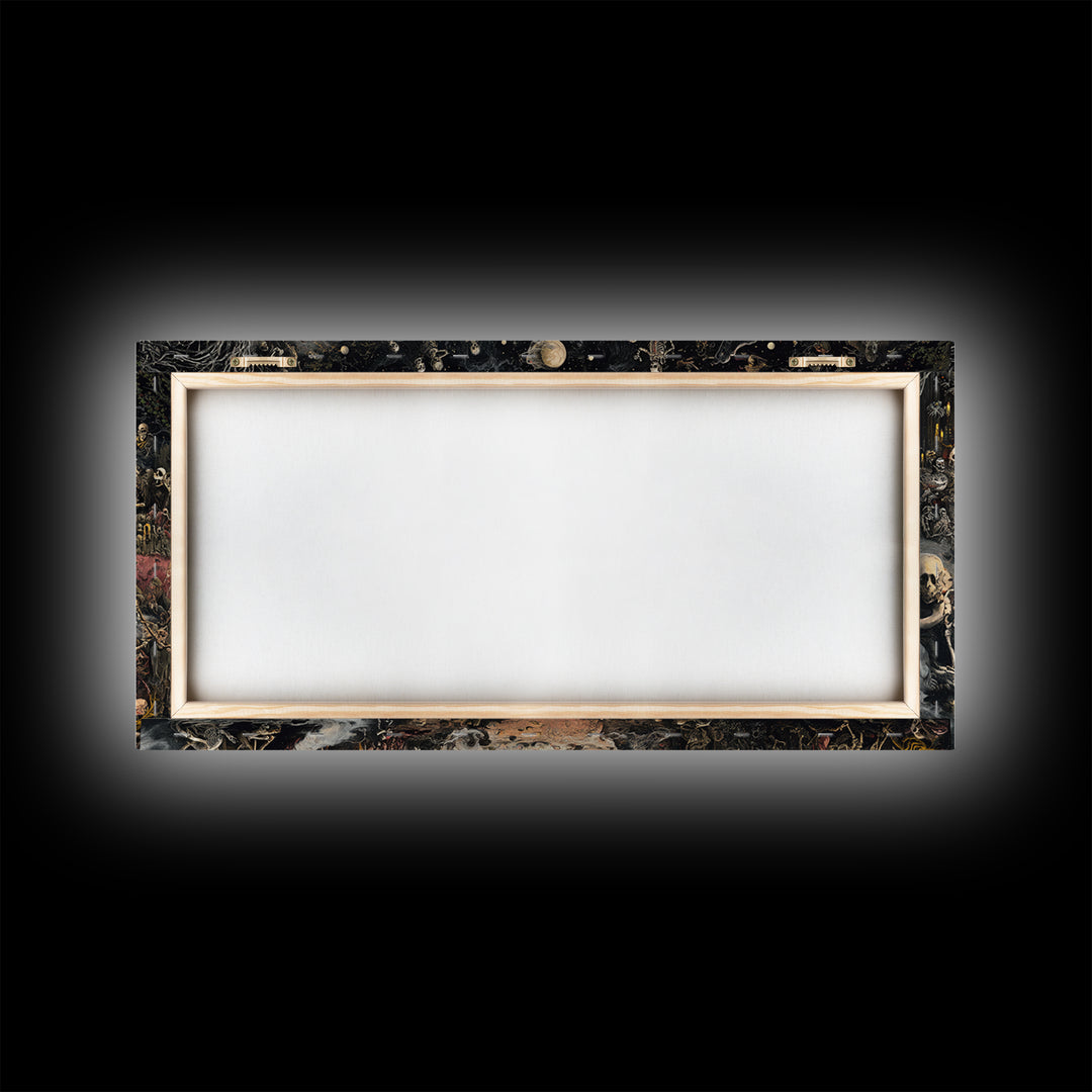 Celestial Witchcraft, Grotesque Carnival Art, Wide Panoramic Art, Dark Fantasy Wall Art, Framed Canvas Print, Halloween Wall Art