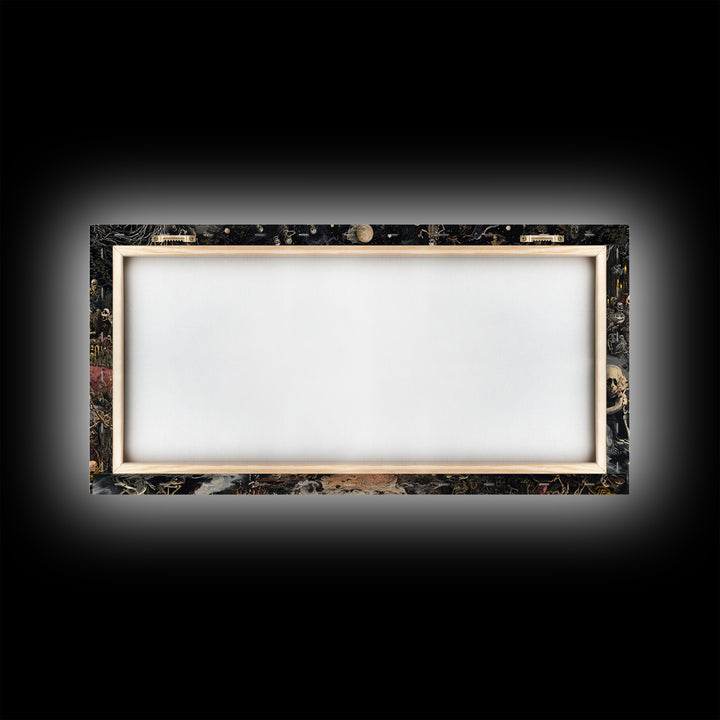 Celestial Witchcraft, Grotesque Carnival Art, Wide Panoramic Art, Dark Fantasy Wall Art, Framed Canvas Print, Halloween Wall Art
