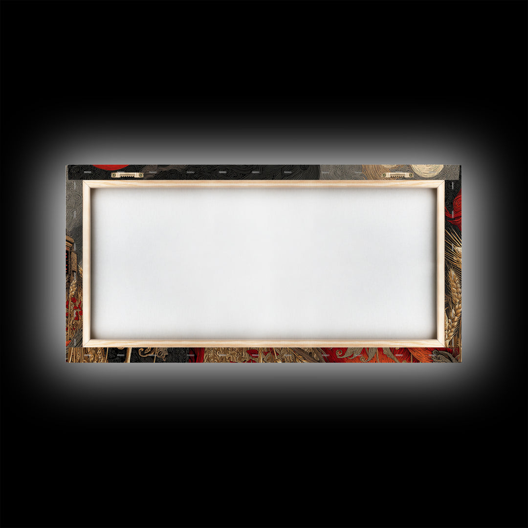 Occult Harvest Festival, Apocalyptic Romantic Art, Wide Panoramic Art, Gothic Horror Wall Art, Canvas Print, Halloween Wall Art