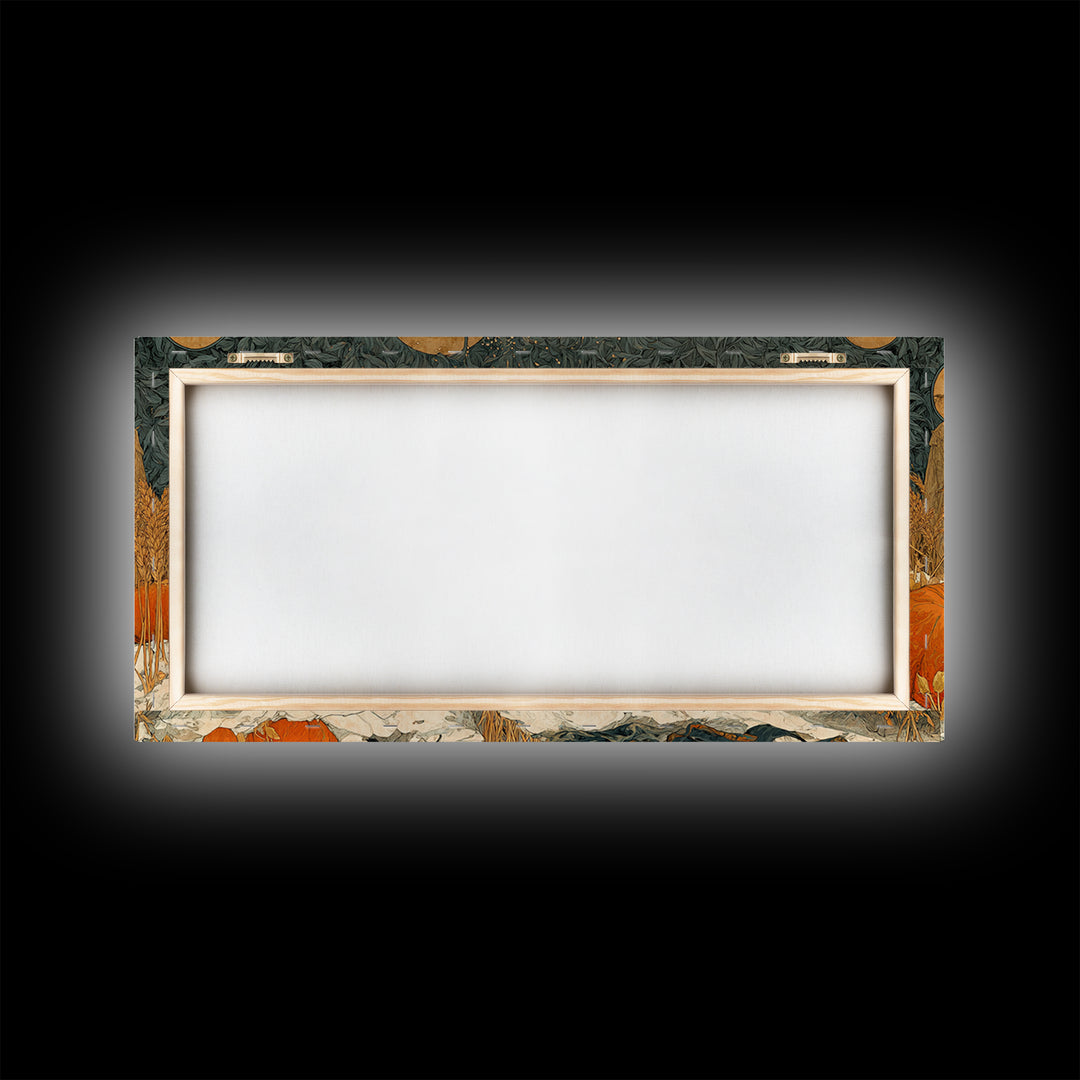 Occult Harvest Festival, Symbolist Death Art, Wide Panoramic Art, Dark Halloween Decor, Framed Canvas Print, Halloween Wall Art