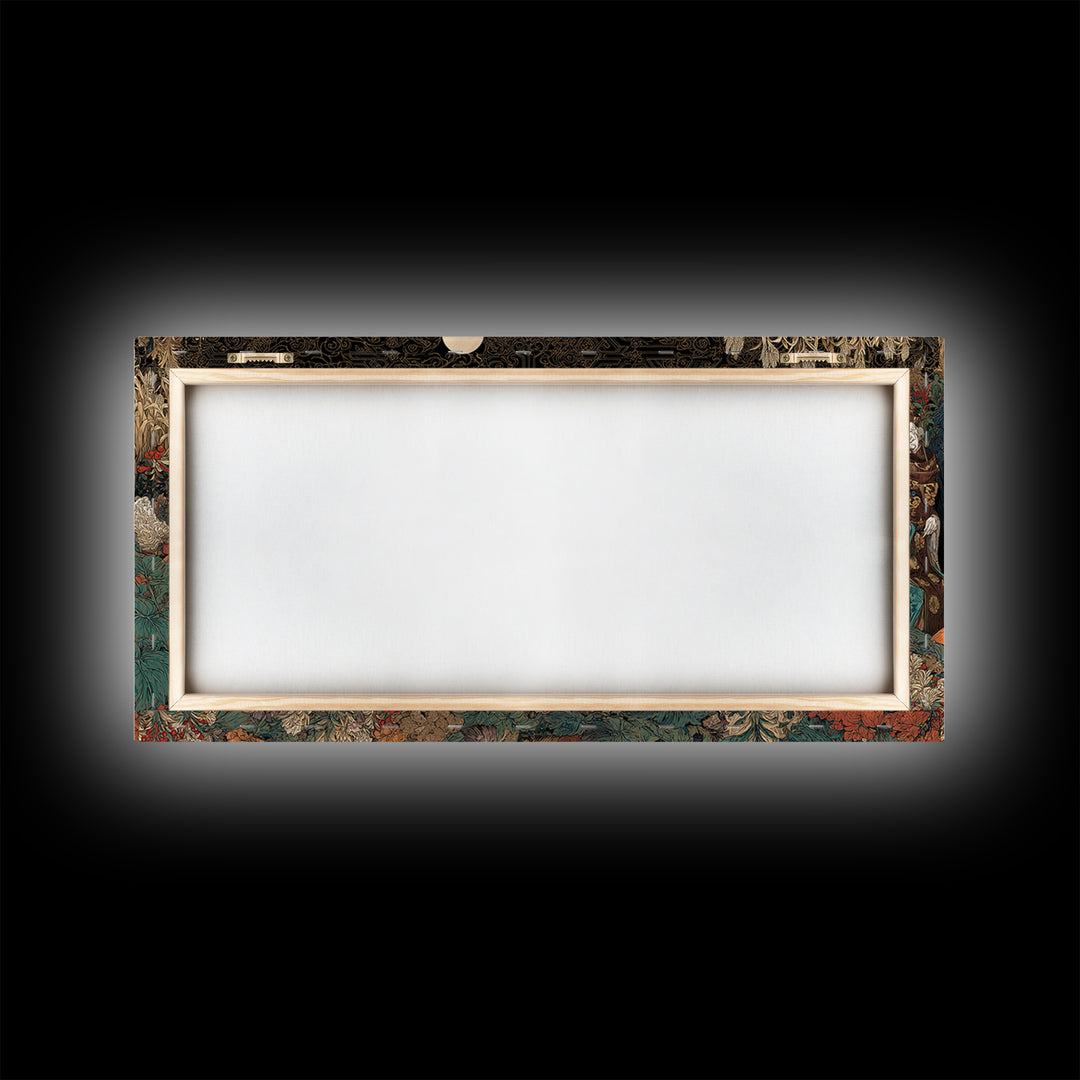 Occult Harvest Festival, Stained Glass Gothic Art, Wide Panoramic Art, Dark Fantasy Wall Art, Canvas Print, Halloween Wall Art