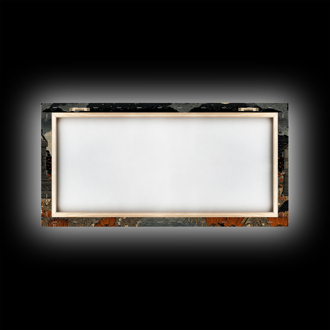 Occult Harvest Festival, Victorian Macabre Art, Wide Panoramic Art, Macabre Wall Art, Framed Canvas Print, Halloween Wall Art