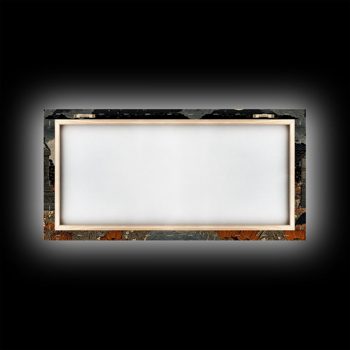 Occult Harvest Festival, Victorian Macabre Art, Wide Panoramic Art, Macabre Wall Art, Framed Canvas Print, Halloween Wall Art