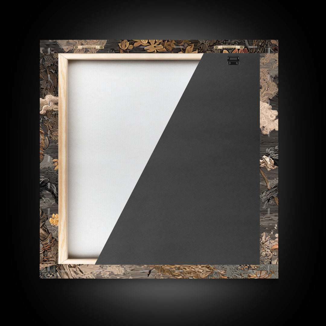 Enchanted Woodland Halloween, Danse Macabre Art, Square Wall Art, Dark Halloween Decor, Framed Canvas Print