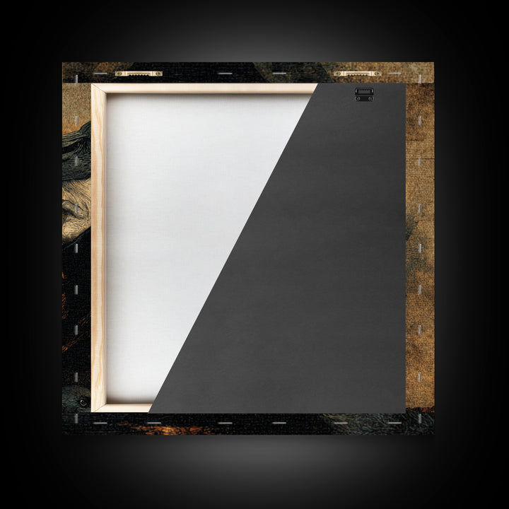 Haunted Seaside Halloween, Dark Symbolist Art, Square Wall Art, Gothic Horror Wall Art, Framed Canvas Print, Halloween Wall Art