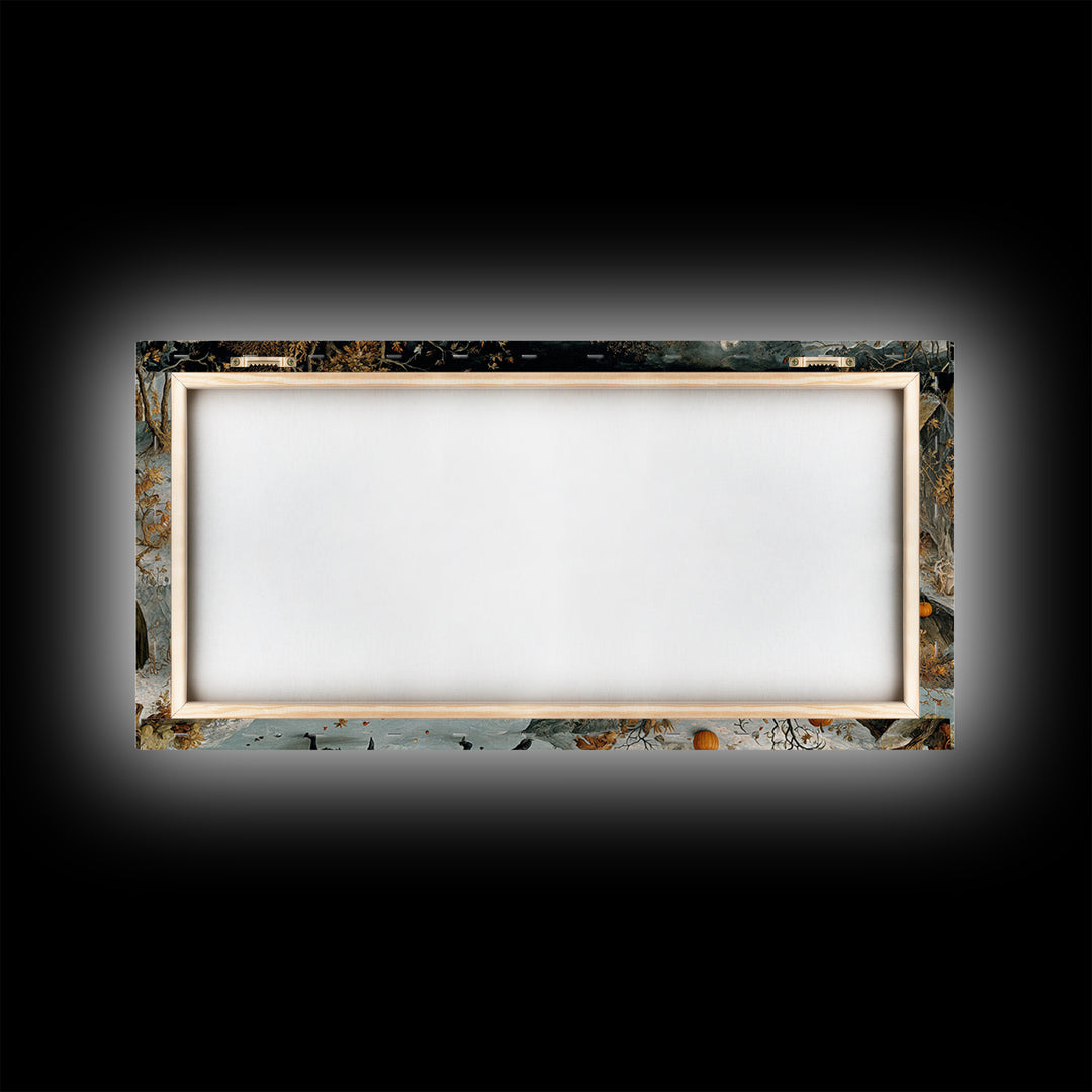 Frozen Halloween, Northern Renaissance Horror, Wide Panoramic Art, Macabre Wall Art, Canvas Print, Halloween Wall Art