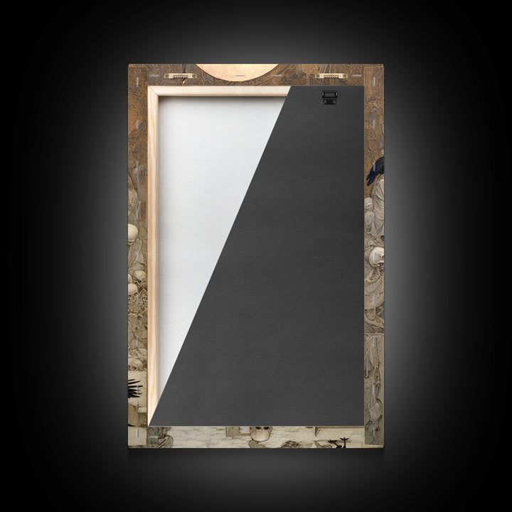 The Necromancer Queen, Symbolist Death Art, Vertical Wall Art, Dark Halloween Decor, Framed Canvas Print, Halloween Wall Art
