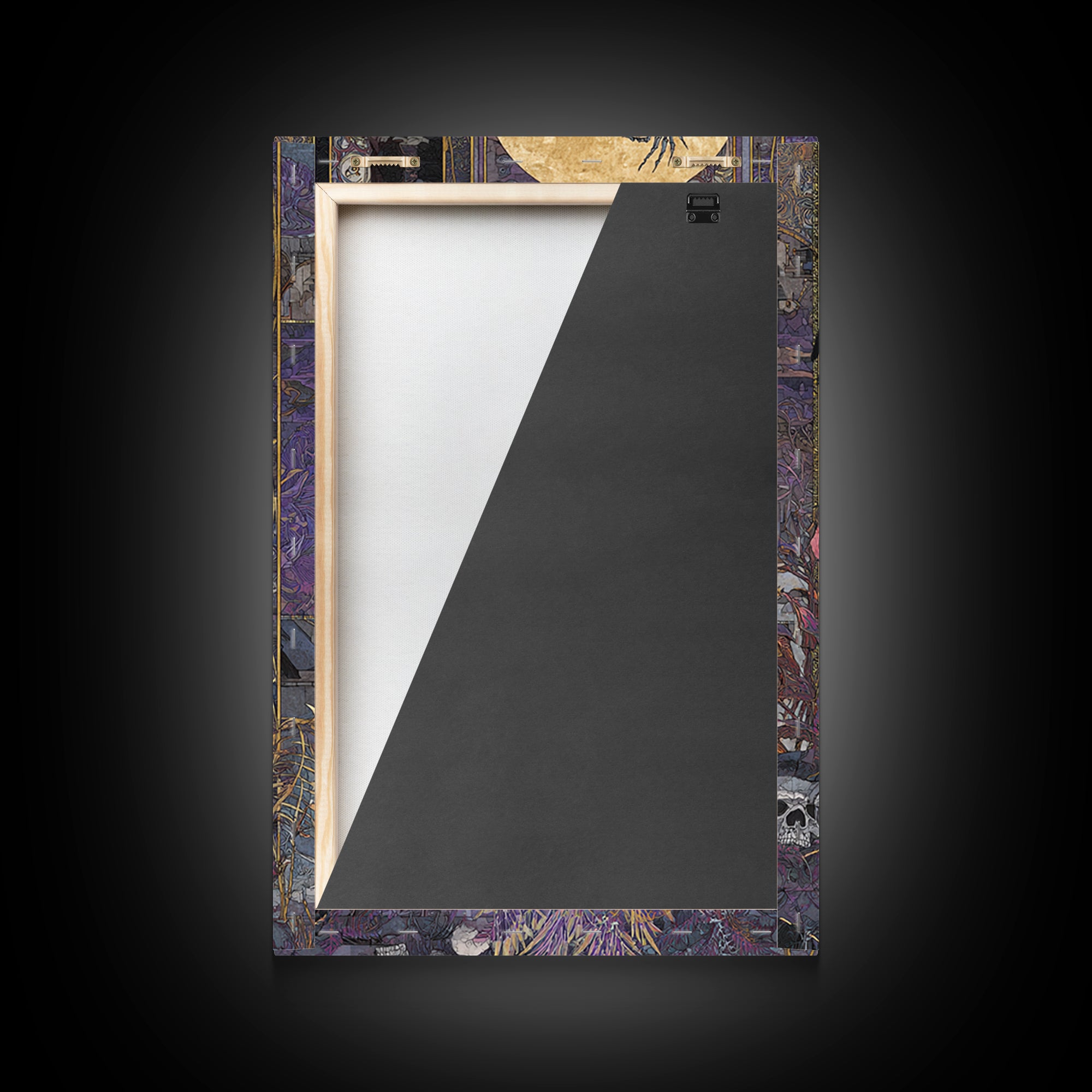 The Necromancer Queen, Stained Glass Gothic Art, Vertical Wall Art, Dark Halloween Decor, Framed Canvas Print, Halloween Wall Art