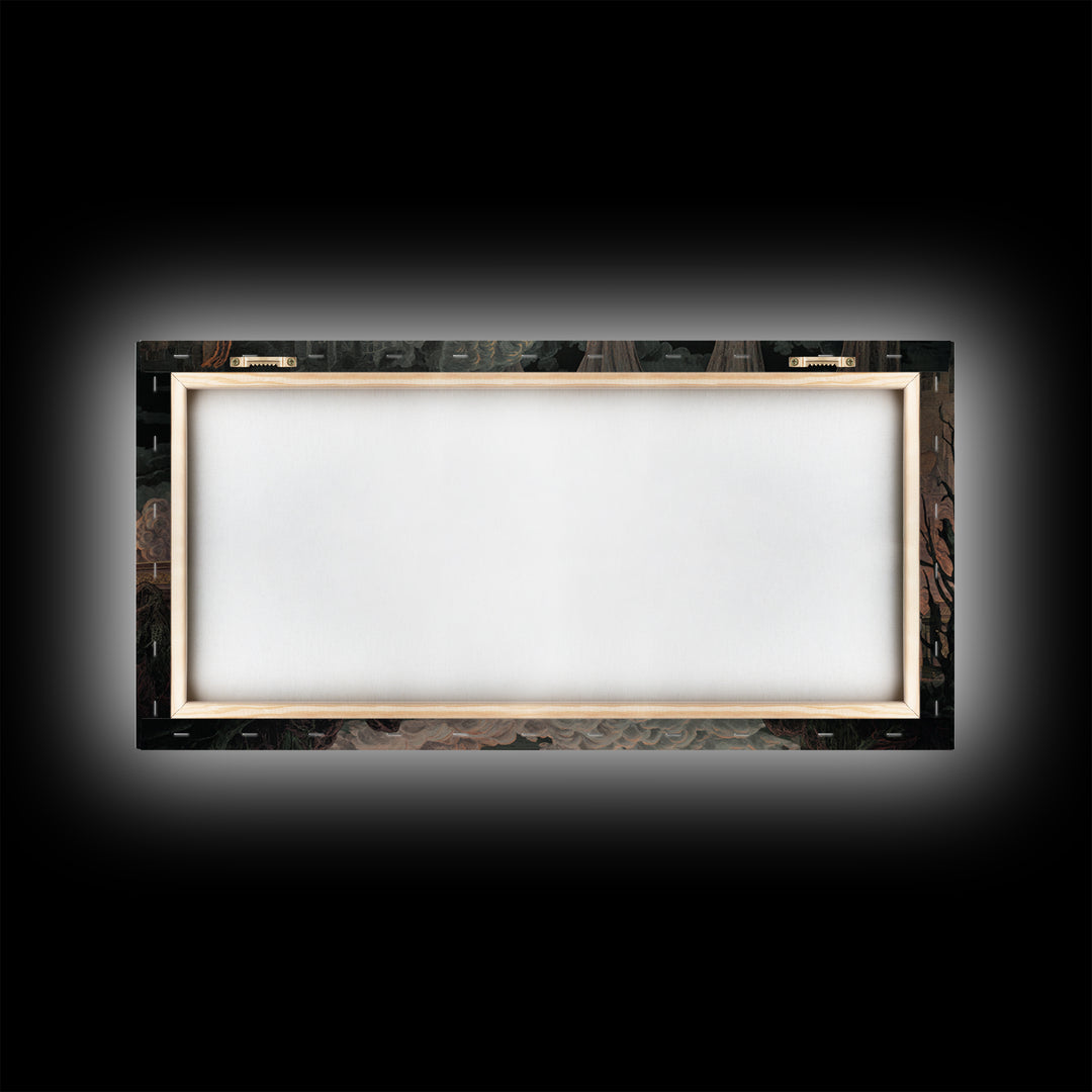 The Royal Coffin Maker, Apocalyptic Romantic Art, Wide Panoramic Art, Macabre Wall Art, Framed Canvas Print, Halloween Wall Art
