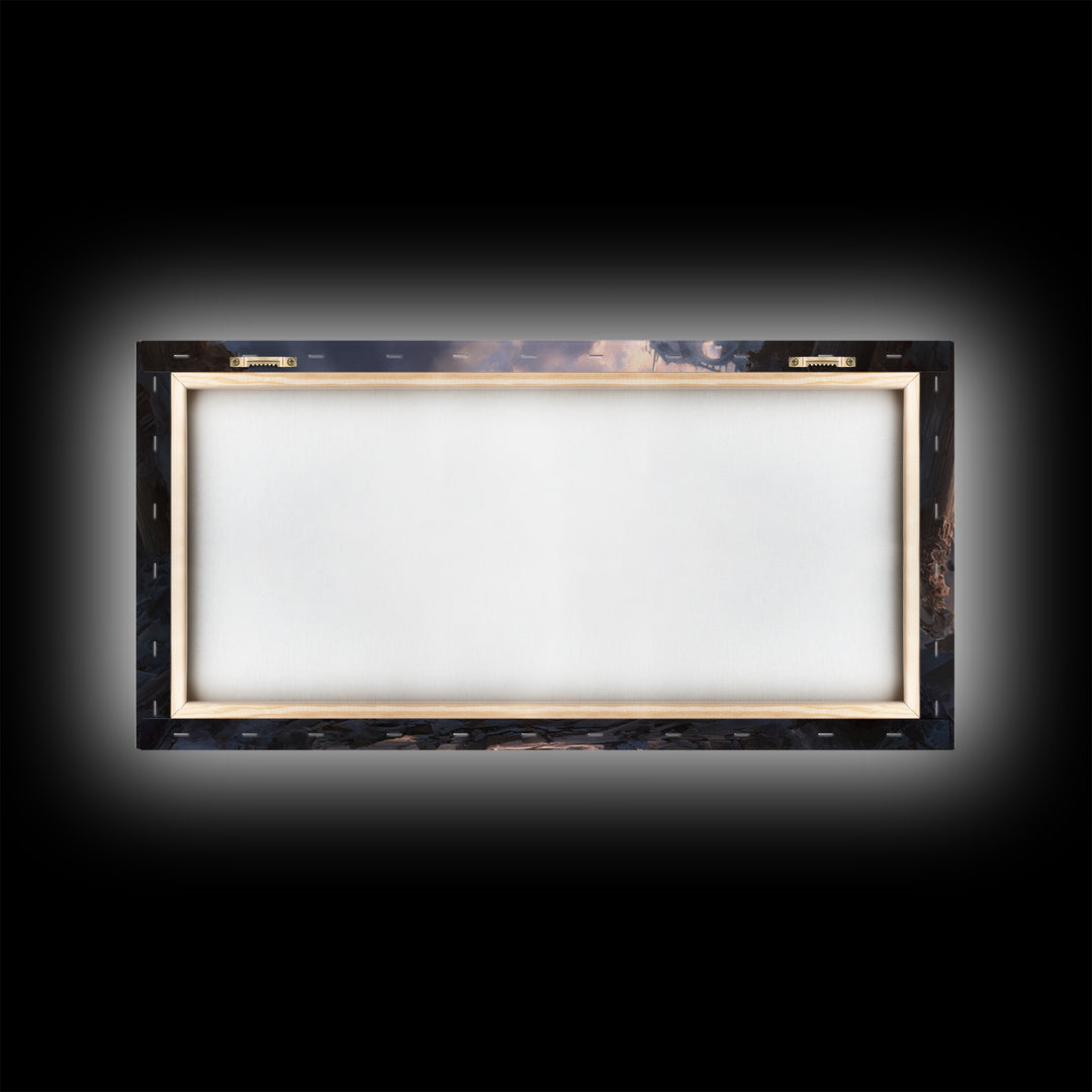 The Phantom Ballerina, Apocalyptic Romantic Art, Wide Panoramic Art, Macabre Wall Art, Framed Canvas Print, Halloween Wall Art