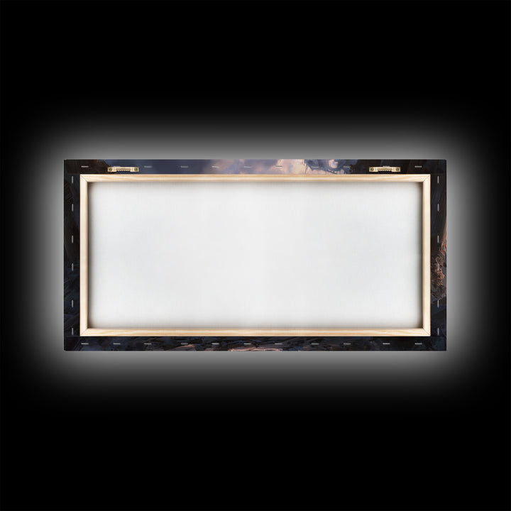 The Phantom Ballerina, Apocalyptic Romantic Art, Wide Panoramic Art, Macabre Wall Art, Framed Canvas Print, Halloween Wall Art
