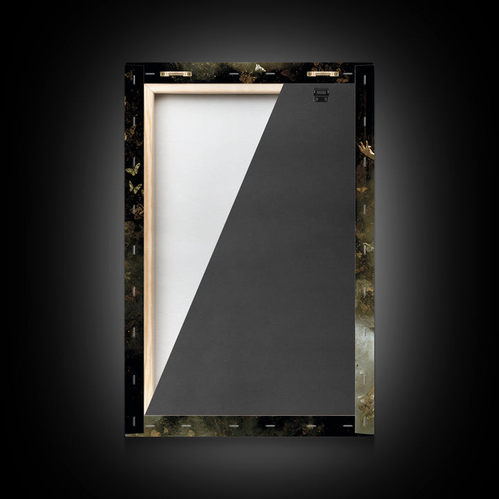 The Moth-Winged Empress, Dark Symbolist Art, Vertical Wall Art, Macabre Wall Art, Framed Canvas Print, Halloween Wall Art