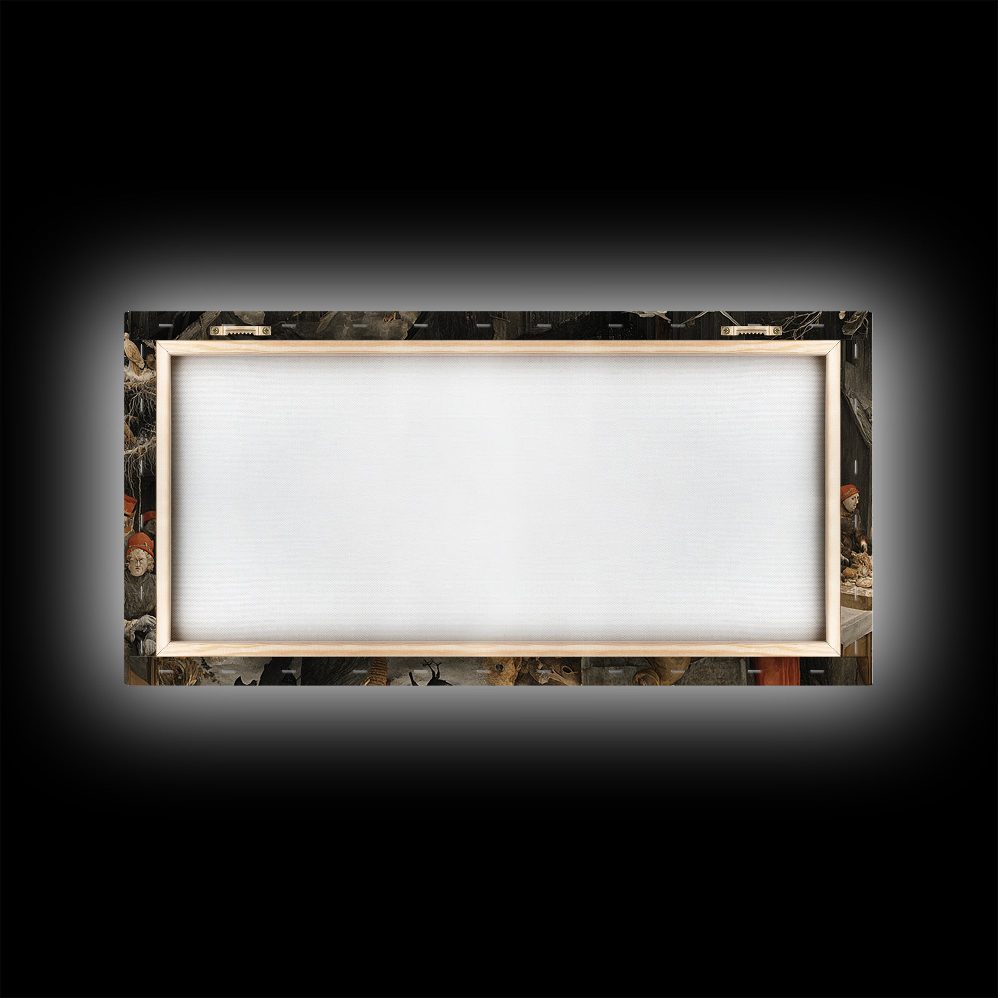 The Ghost Bakery, Northern Renaissance Horror, Wide Panoramic Art, Dark Halloween Decor, Framed Canvas Print, Halloween Wall Art