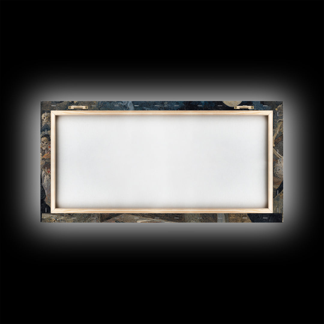 The Ghost Bakery, Grotesque Carnival Art, Wide Panoramic Art, Dark Fantasy Wall Art, Framed Canvas Print, Halloween Wall Art
