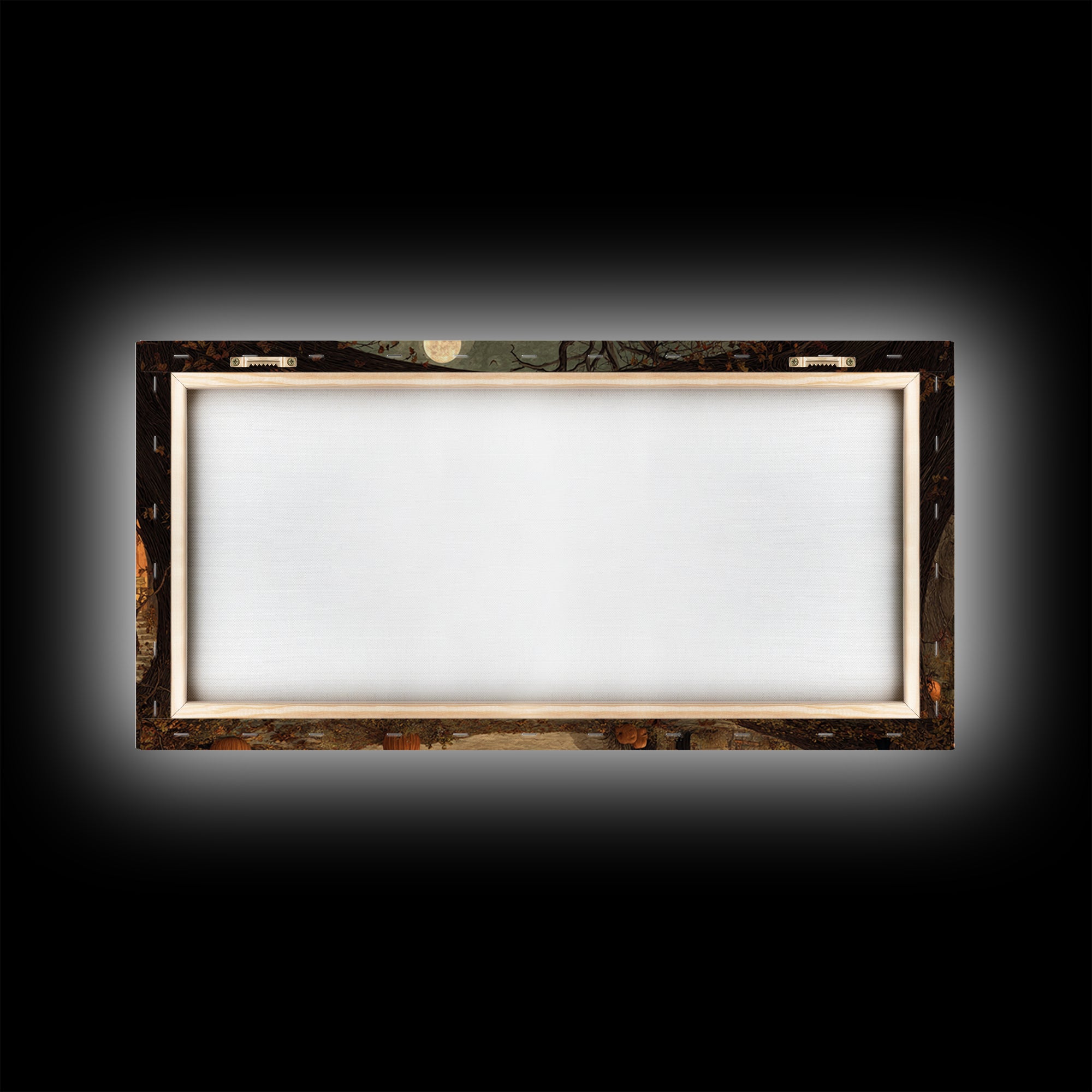 The Pumpkin-House Neighborhood, Northern Renaissance Horror, Wide Panoramic Art, Dark Fantasy Wall Art, Framed Canvas Print