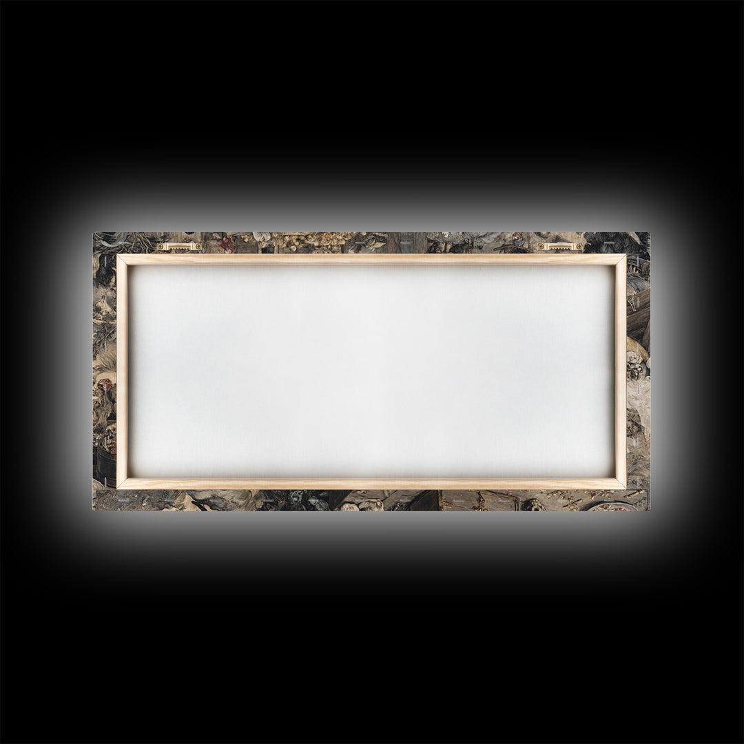 The Ghost Pirate Picnic, Northern Renaissance Horror, Wide Panoramic Art, Macabre Wall Art, Framed Canvas Print