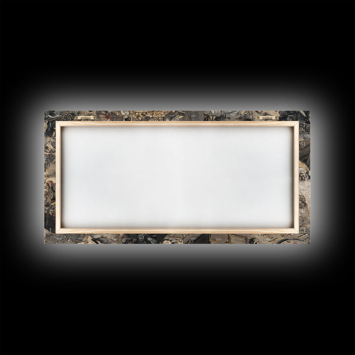 The Ghost Pirate Picnic, Northern Renaissance Horror, Wide Panoramic Art, Macabre Wall Art, Framed Canvas Print