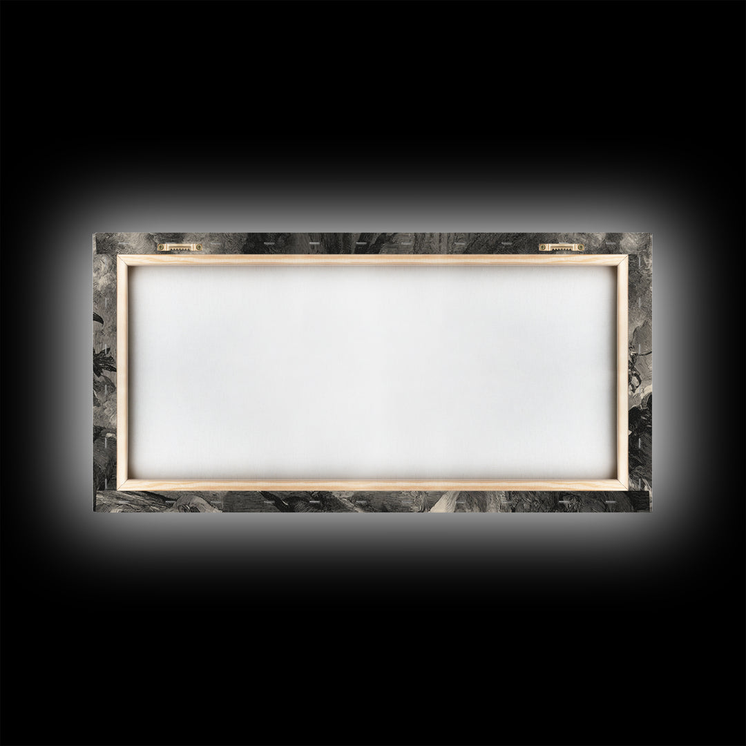 The Ghost Pirate Picnic, Decadent Gothic Art, Wide Panoramic Art, Gothic Horror Wall Art, Framed Canvas Print, Halloween Wall Art
