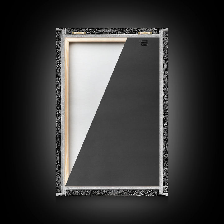 The Moonlit Mushroom Village, Decadent Line Art, Vertical Wall Art, Macabre Wall Art, Framed Canvas Print, Halloween Wall Art