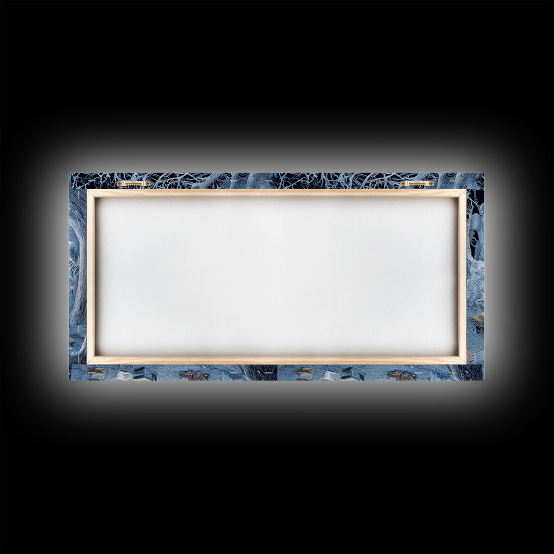 The Graveyard Book Club, Northern Renaissance Horror, Wide Panoramic Art, Macabre Wall Art, Framed Canvas Print