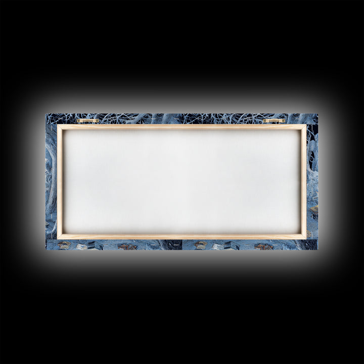 The Graveyard Book Club, Northern Renaissance Horror, Wide Panoramic Art, Macabre Wall Art, Framed Canvas Print