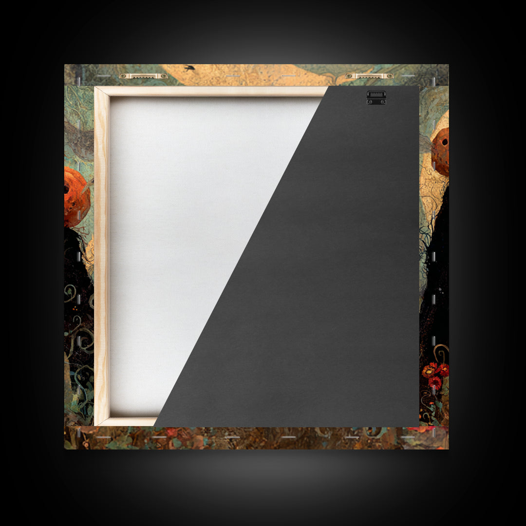 The Alien Pumpkin Patch, Symbolist Dream Art, Square Wall Art, Gothic Horror Wall Art, Canvas Print, Halloween Wall Art