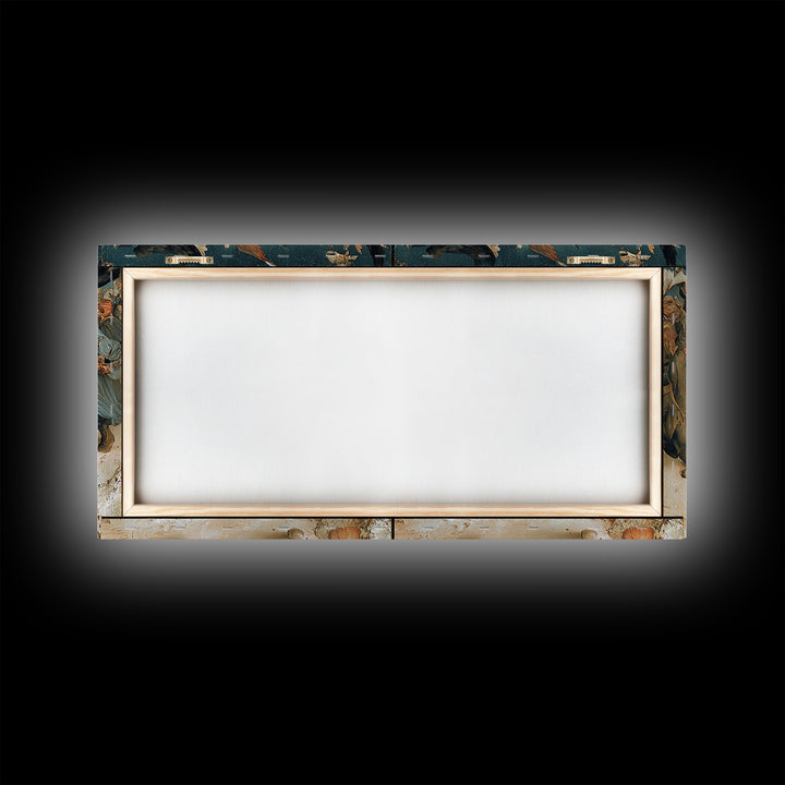 Desert Halloween, Northern Renaissance Horror, Wide Panoramic Art, Macabre Wall Art, Framed Canvas Print, Halloween Wall Art