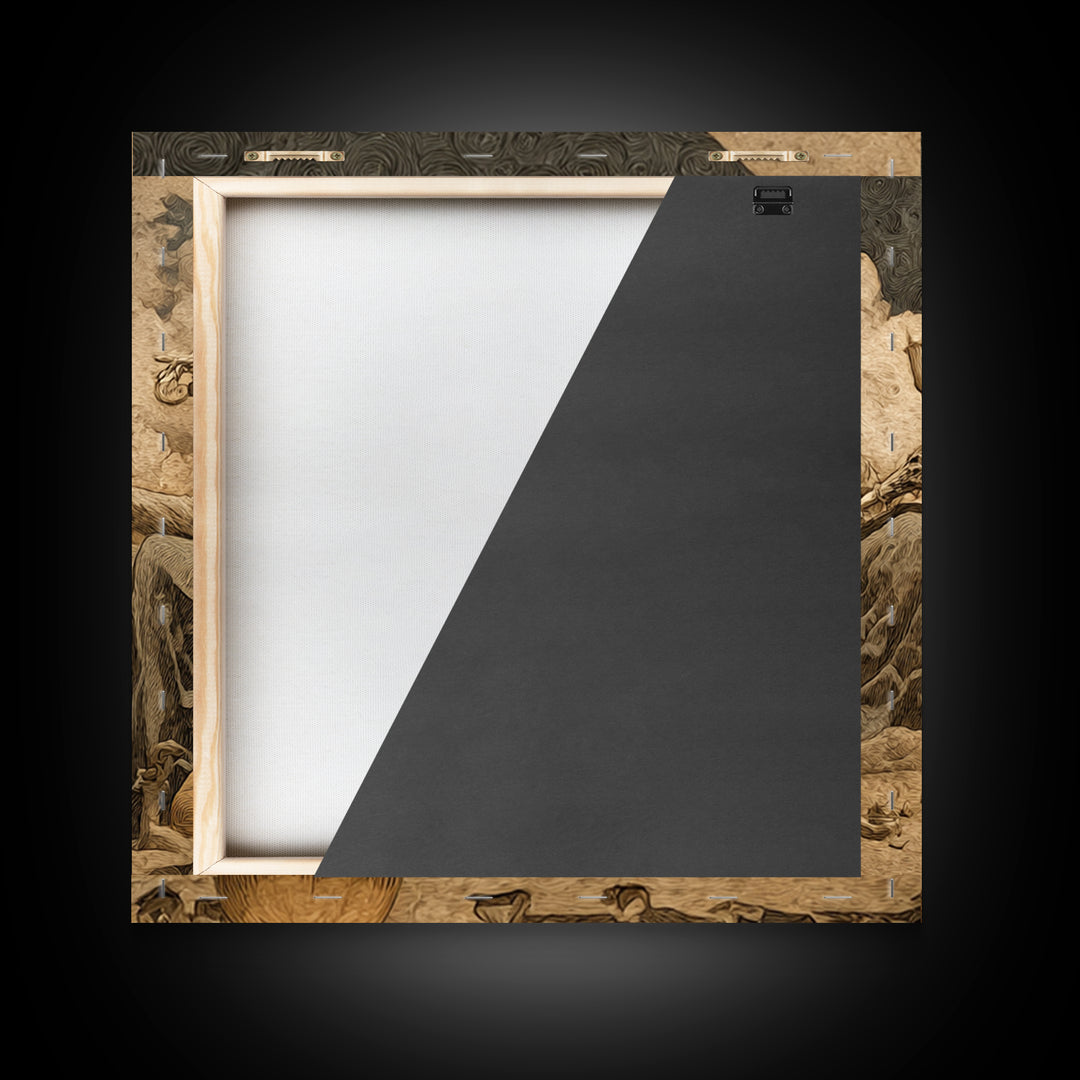 Desert Halloween, Dark Symbolist Art, Square Wall Art, Gothic Horror Wall Art, Framed Canvas Print, Halloween Wall Art