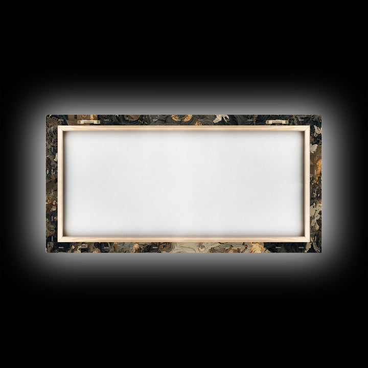 The Clockwork Haunted House, Northern Renaissance Horror, Wide Panoramic Art, Macabre Wall Art, Framed Canvas Print