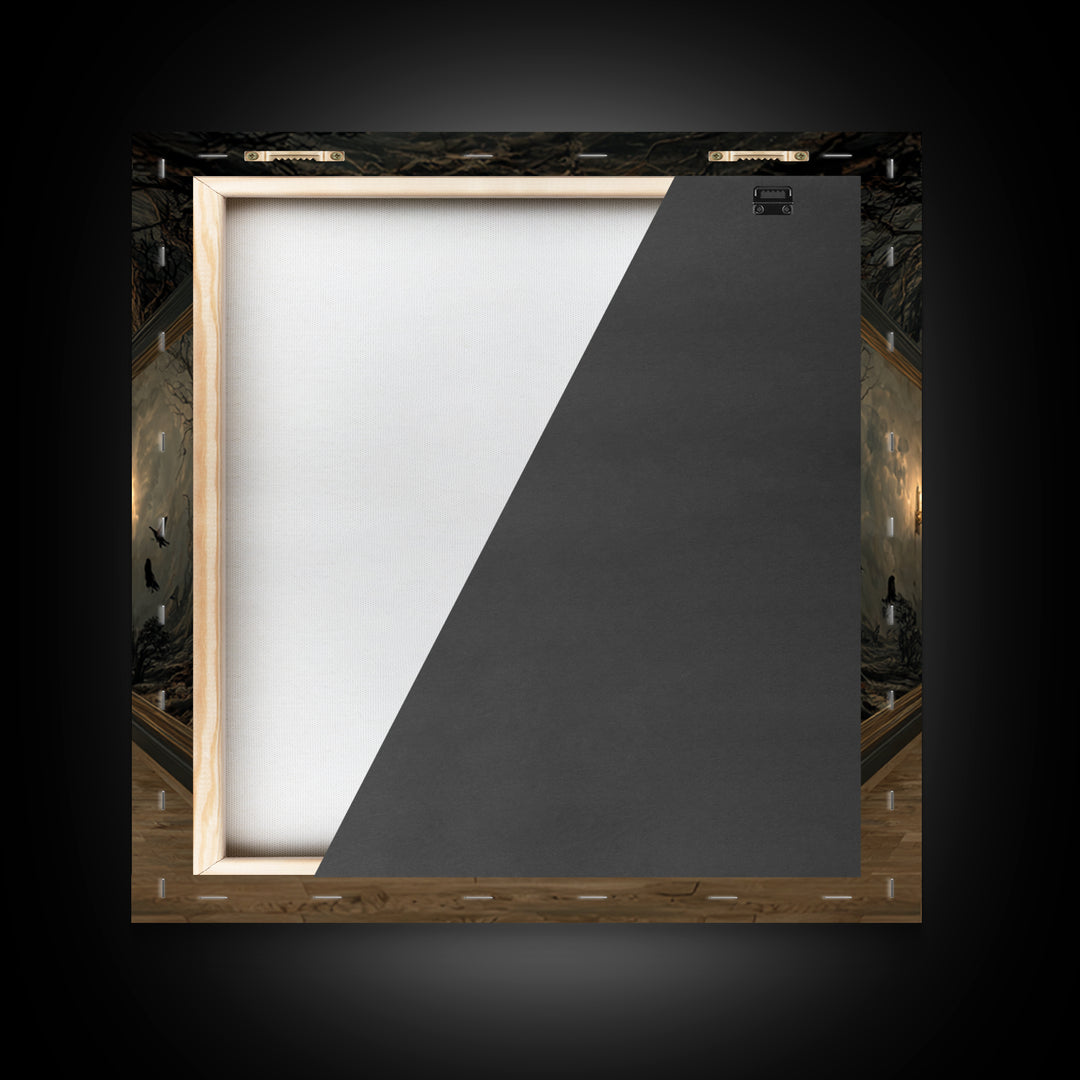 The Infinite Hallway, Baroque Witchcraft Art, Square Wall Art, Macabre Wall Art, Canvas Print, Halloween Wall Art, Horror Wall Art