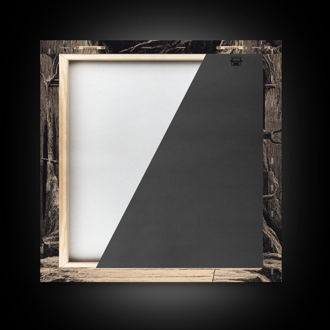 The Infinite Hallway, Expressionist Nightmare Art, Square Wall Art, Macabre Wall Art, Framed Canvas Print, Halloween Wall Art