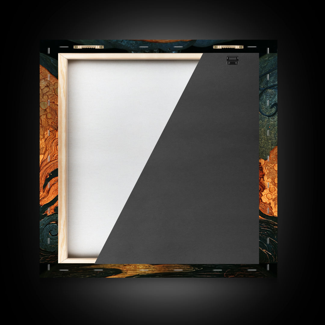 The Moon Inside A Pumpkin, Dark Symbolist Art, Square Wall Art, Macabre Wall Art, Canvas Print, Halloween Wall Art