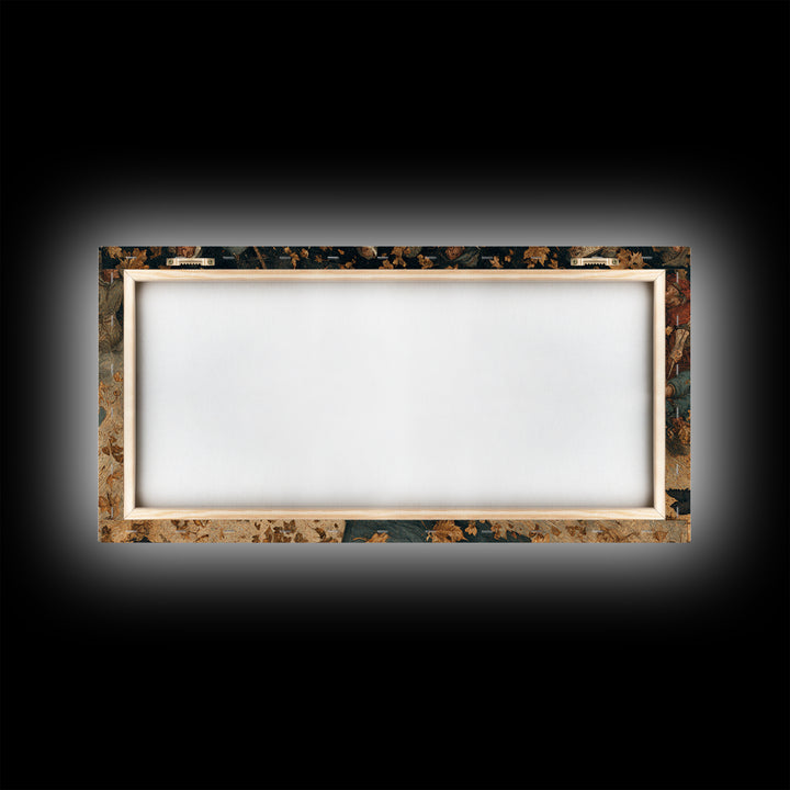 The Autumn-Leaf Ghost, Northern Renaissance Horror, Wide Panoramic Art, Dark Fantasy Wall Art, Framed Canvas Print